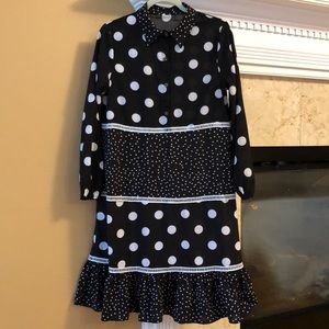 Black polka dots shirt dress